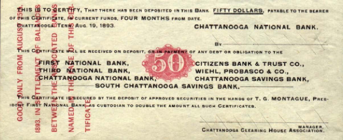 $50 1893 Clearing House scrip